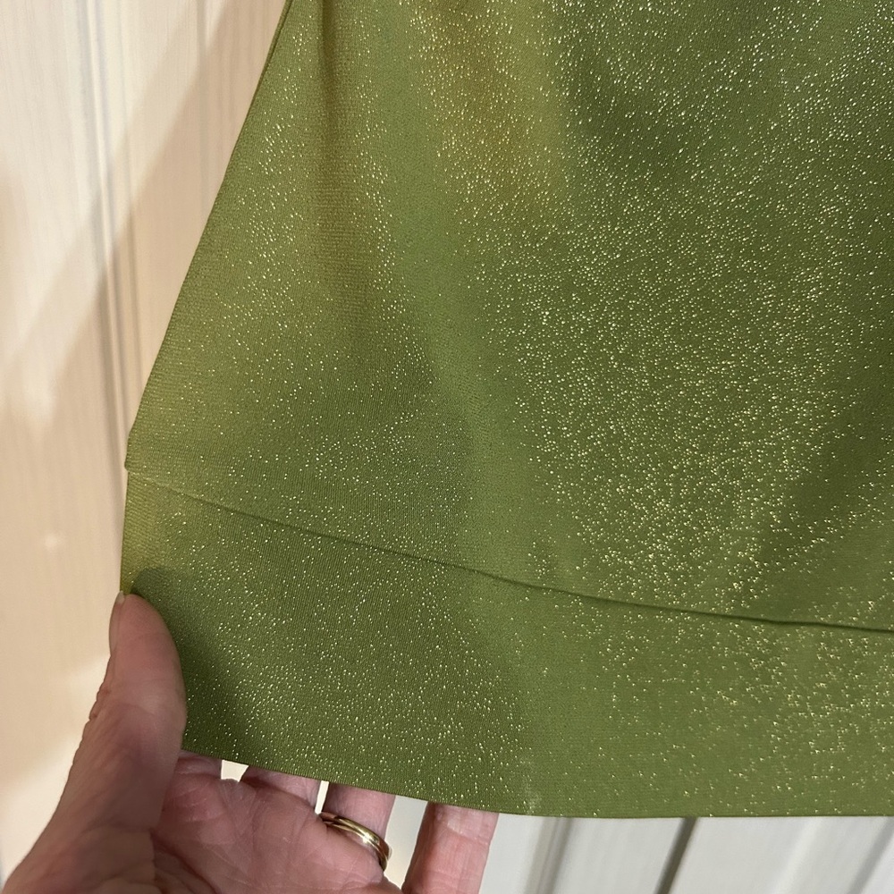 Bisou Bisou Vintage Y2K Olive Green Sparkle Sleeveless Blouse – Size M - Picture 3 of 7